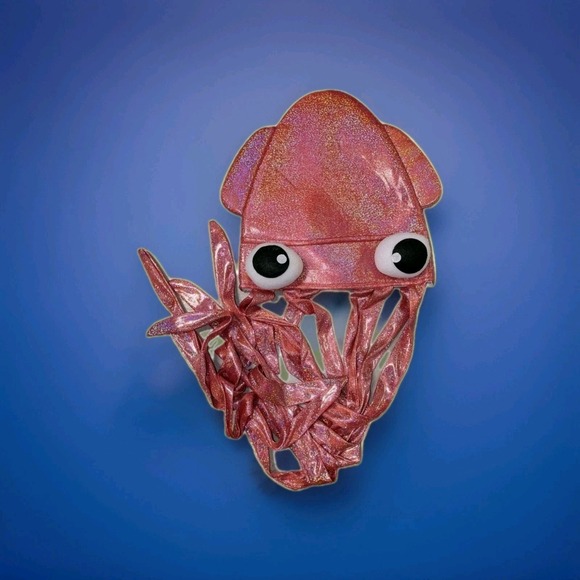 Novelty Pink Shimmery Squid With Long Tentacles Party Hat Cap Costume Accessory - Picture 1 of 5